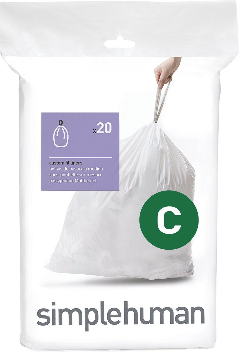 Bolsas de basura Simplehuman code c - 12 litros - 20 piezas - con cordón - blanco