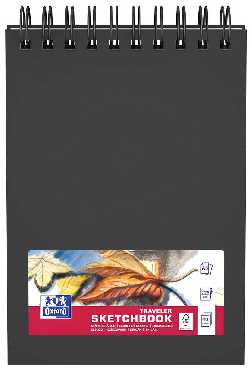 Cuaderno de bocetos Oxford - a5 - 40 hojas - 225 g - espiral