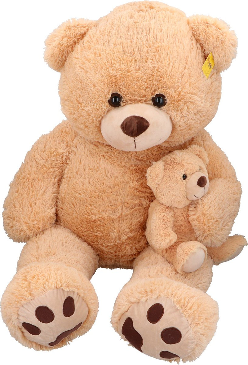 Oso de peluche Sunkid - 130 cm - osito grande con osito pequeño - osito xxl - osito de peluche para niños y decoración - beige