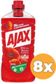 Ajax allesreiniger fête des fleur rode bloem - 8 x 1l - multi-oppervlakken allesreiniger - voordeelverpakking