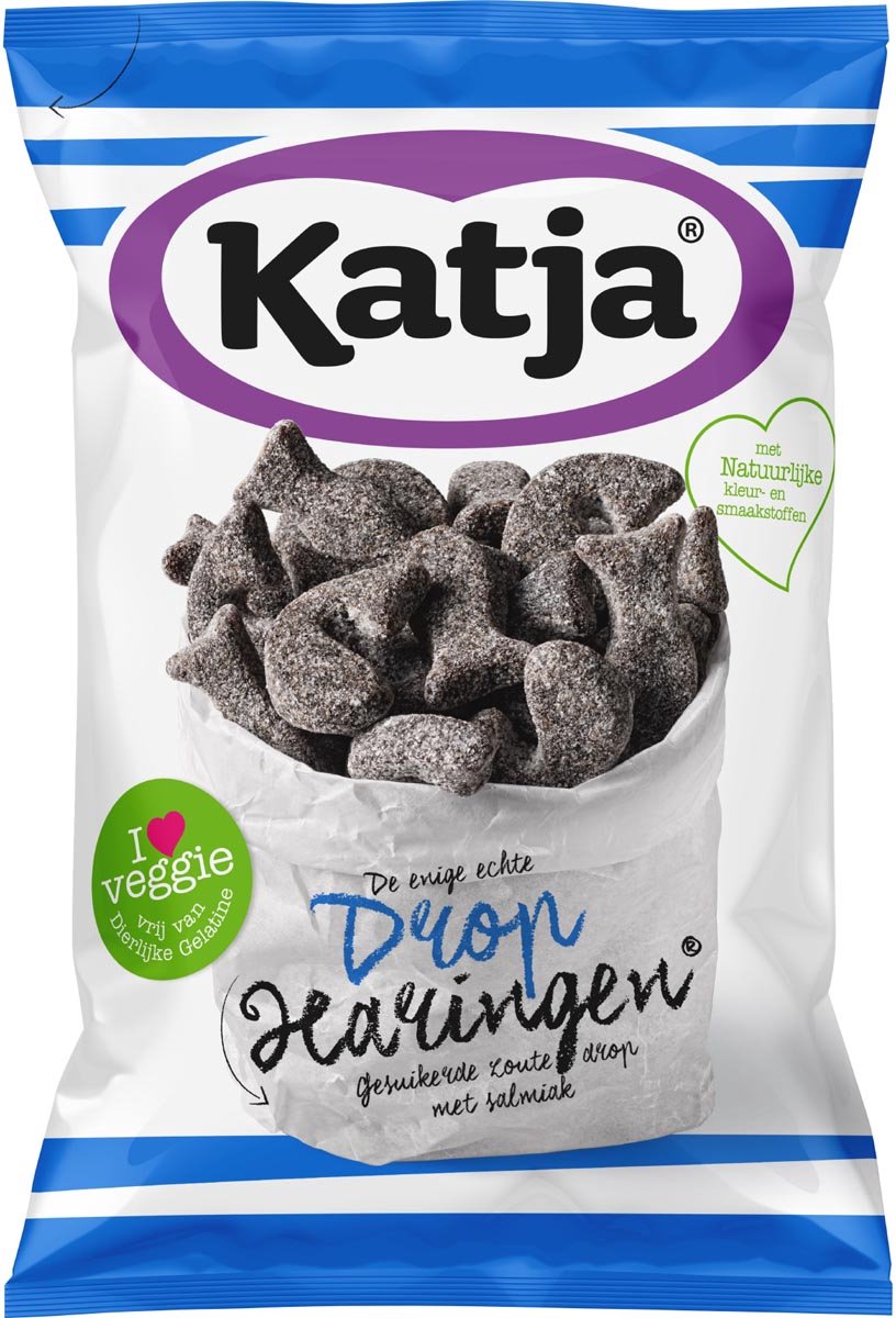 Arenques de regaliz Katja, regaliz salado confitado con sal amoniacal, bolsa de 295 g