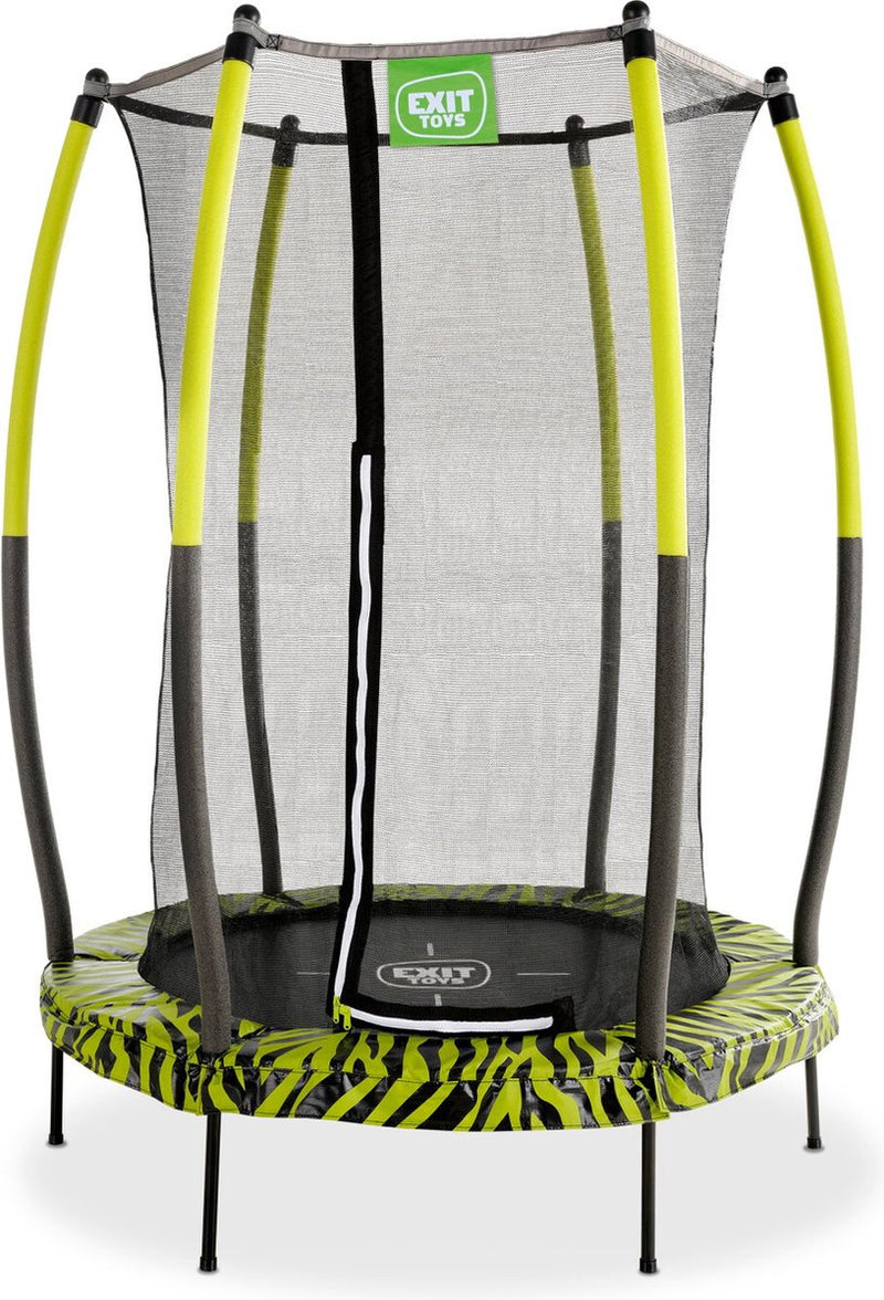 Trampolino Exit Toys Exit tiggy ø140cm - con rete di sicurezza - rotondo - trampolino per bambini - nero verde