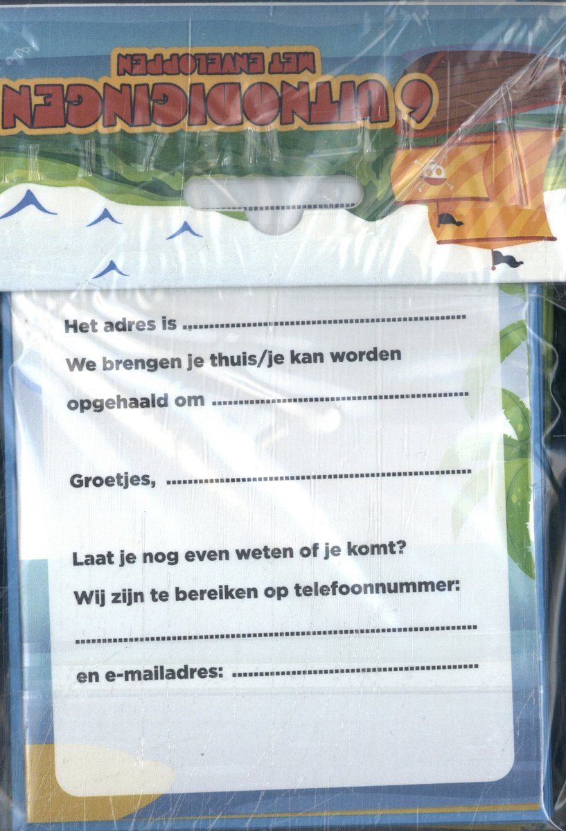 Interstat uitnodigingskaarten - piraten - 6st.