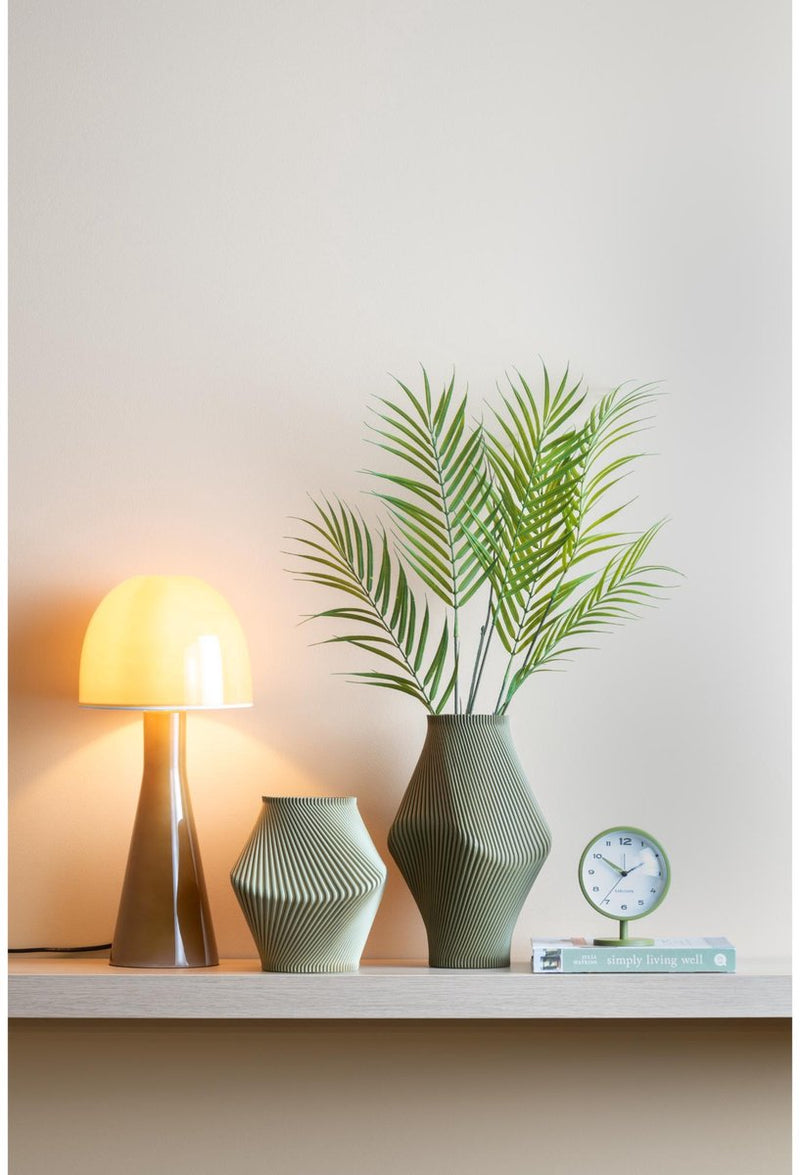 Vaso Present Time a coste ritorte - verde militare - ø16cm - poliresina - scandinavo - vaso da fiori - decorazione domestica - vaso decorativo per soggiorno o camera da letto