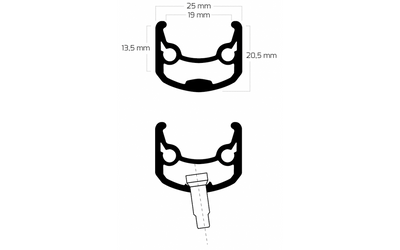 Shimano voorwiel 26 559x19c ryde andra 30 velg met fh-m525 naaf voor 6 bouts remschijf - zwart