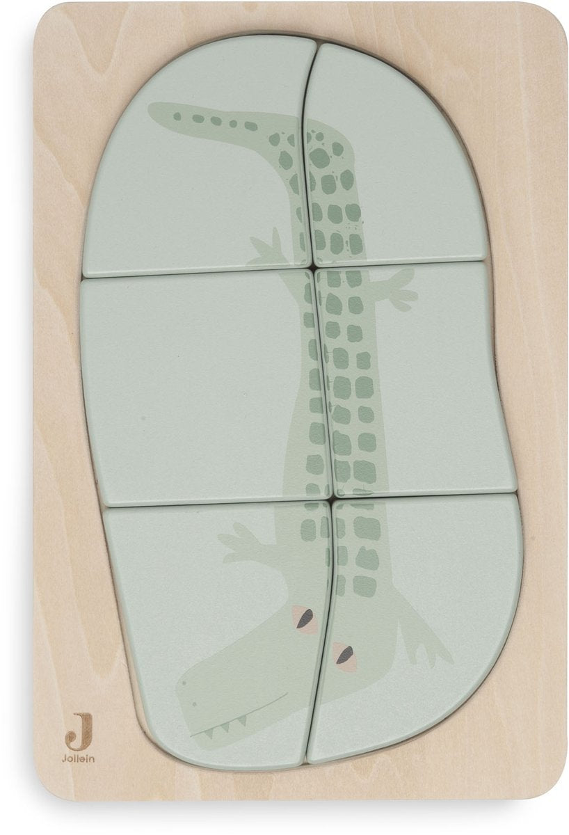 Jollein - rompecabezas de madera - jambo de la selva - croco - juguetes de madera - cocodrilo - 100% fsc