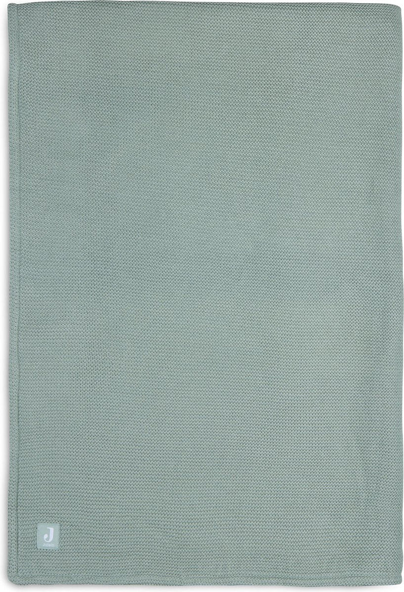 Coperta per culla Jollein 100x150 cm in pile verde foresta lavorato a maglia basic