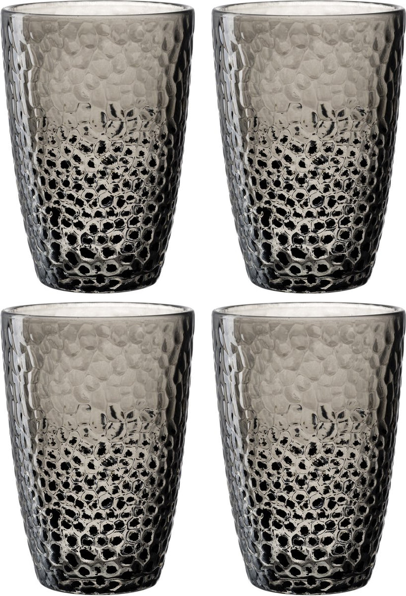 Bicchiere long drink Leonardo 340ml grigio. Matera - set da 4