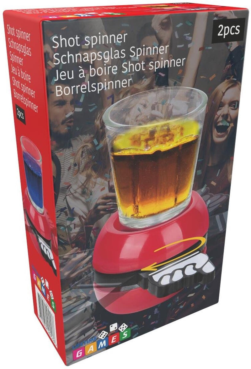 Lifetime Games Shot Spinner Set 2 pezzi - Gioco di bere - Gioco di bevande con giradischi - Gioco di società per adulti - Bicchiere da shot da 46 ml - ø5x9 cm