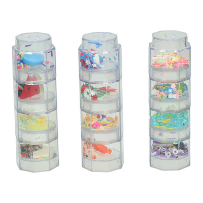 Ottagoni impilabili con spruzzatura glitterata - 12 pz