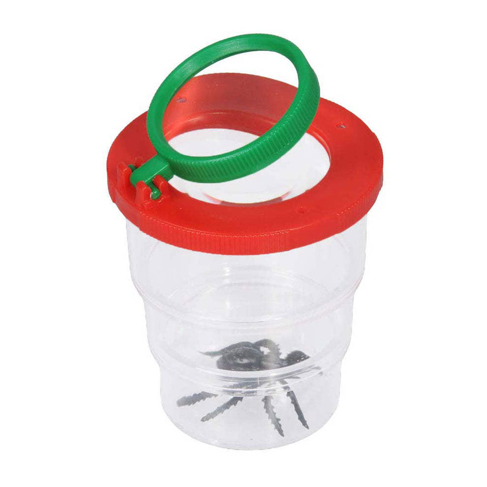 Frasco de insectos con lupa