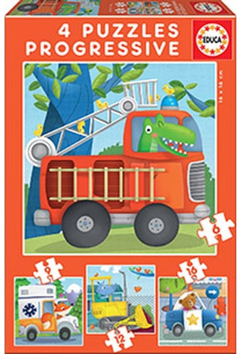 Educa - puzzle - pattuglia di salvataggio - puzzle progressivo - 4 puzzle da 12-16-20-25 pezzi - puzzle per bambini