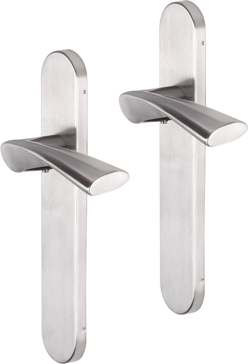 Impresso deurkruk - wigston - voor binnen - ovaal - deurschild - rvs - 2 stuks