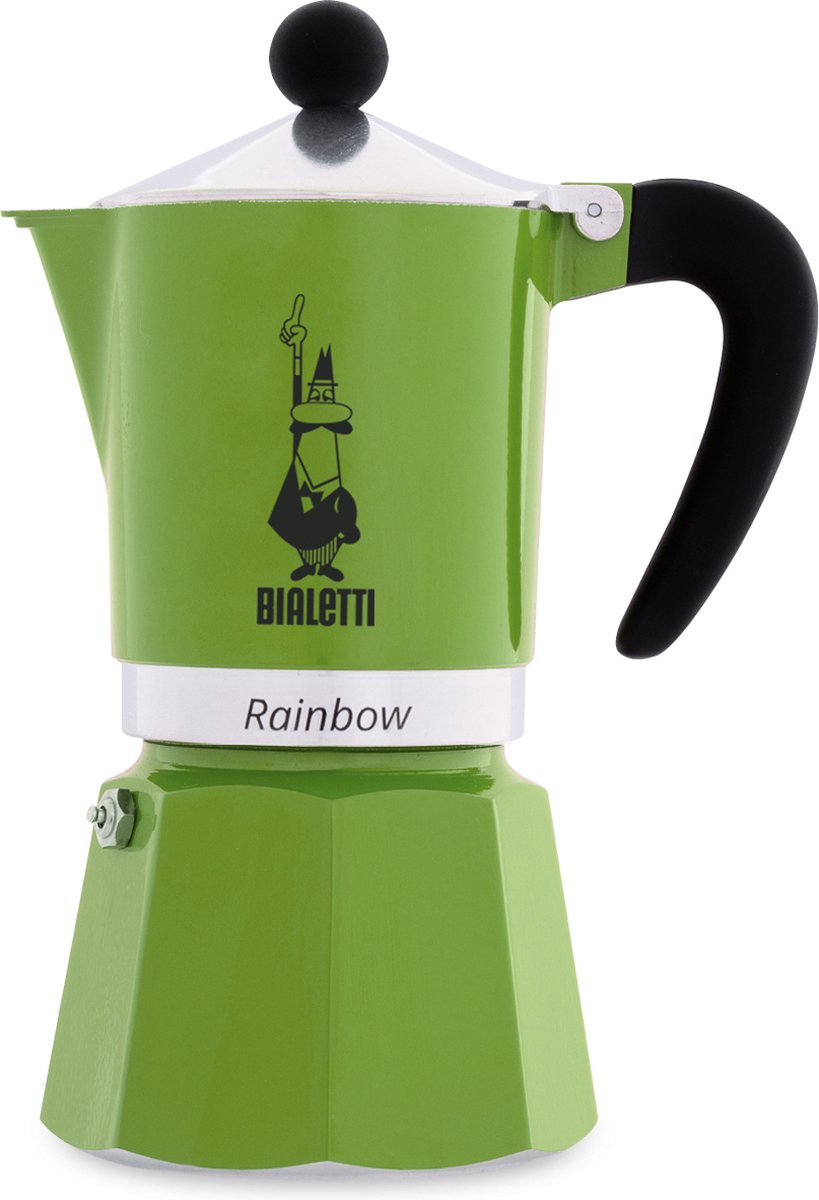 Bialetti arcoíris verde 3 tazas – cafetera espresso – aluminio – 130 ml