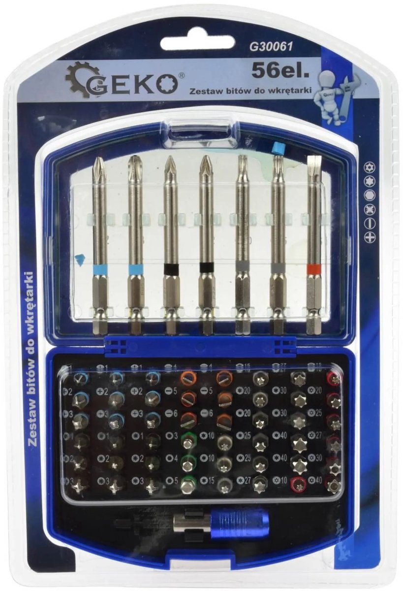 Geko boor- en schroefbitset - 56-delig - crv staal - 25 mm 75 mm bits