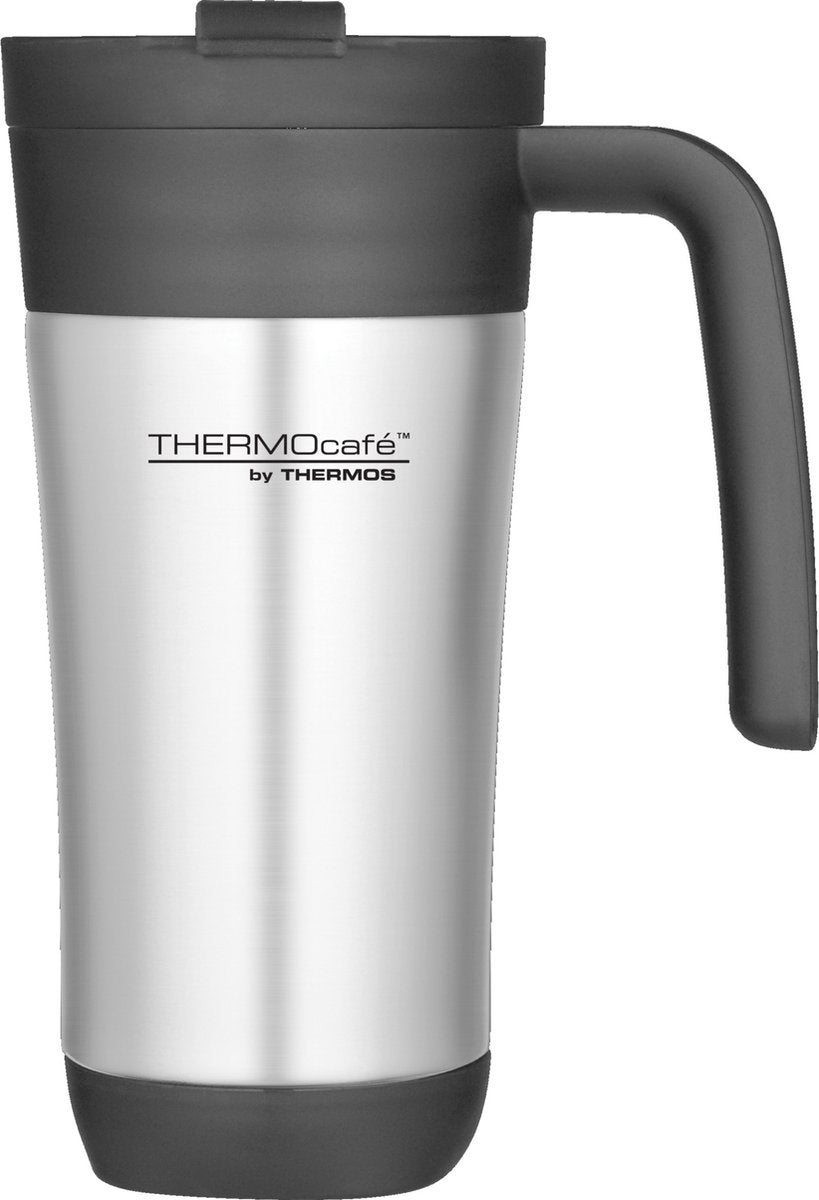 Thermos themos warmhoudbeker isoleer koffiebeker mok - rvs - zilver zwart - 425 ml - reisbeker