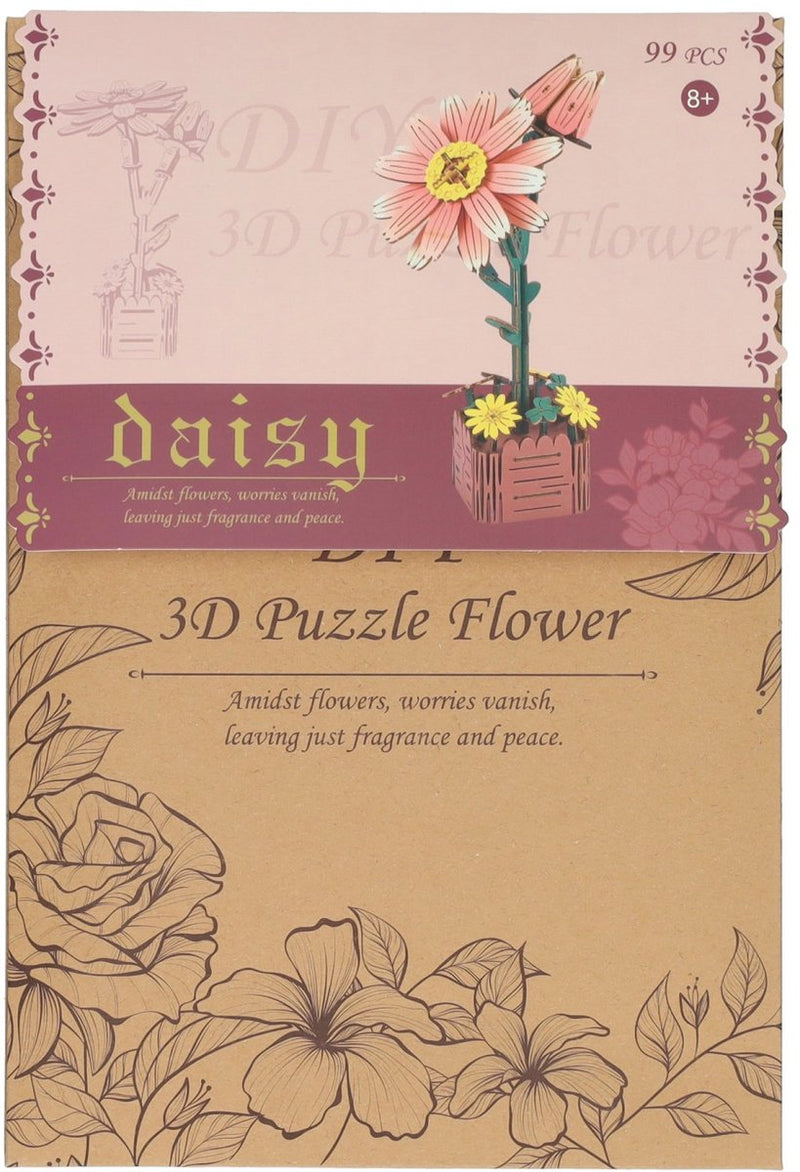 Kit de construcción de madera 3D flor de margarita - 99 piezas.