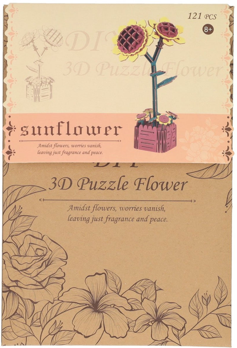 Kit de construcción de madera 3D Girasoles - 121 piezas.