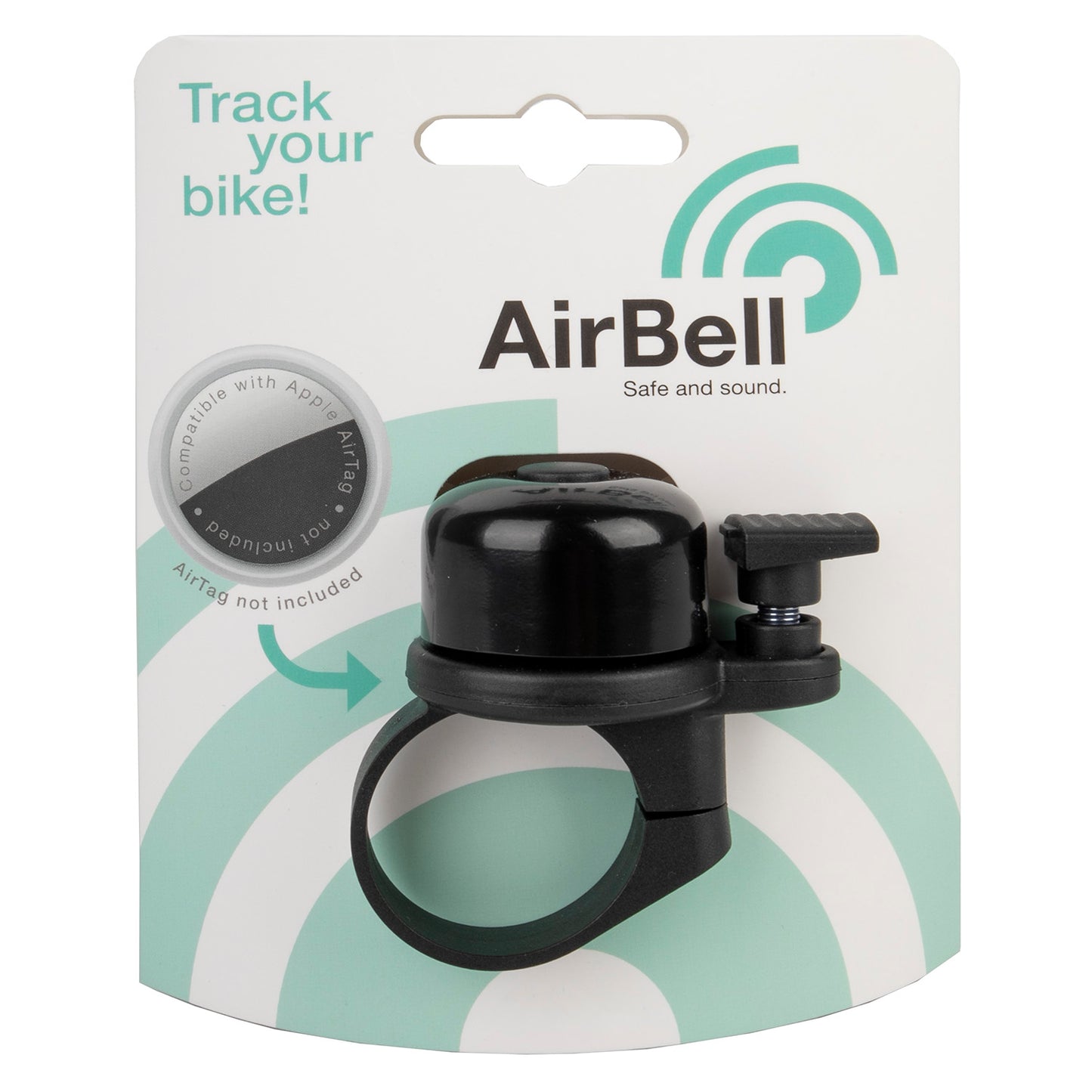 Airbell Bicycle Bell con supporto per airtag Ø31,8 mm nero