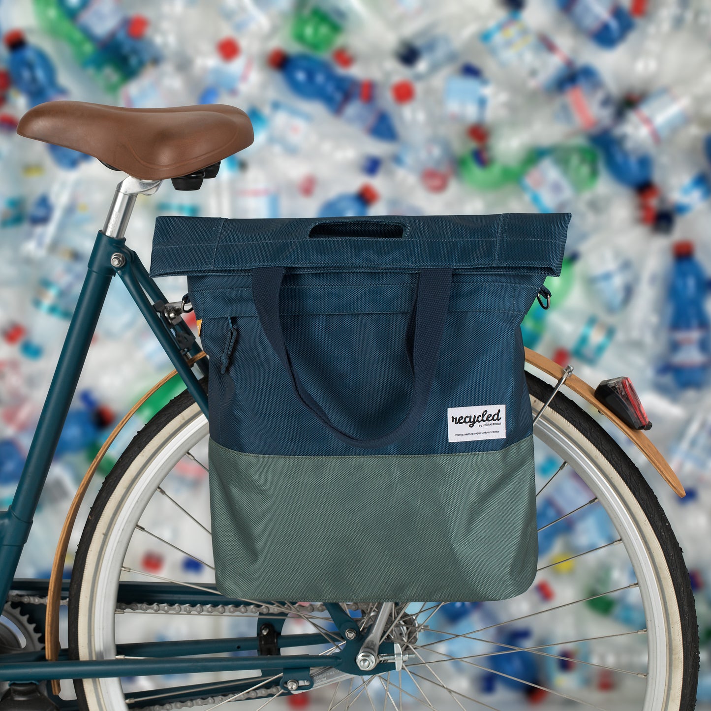 Urban Proof fietsshopper blauw-groen 20L