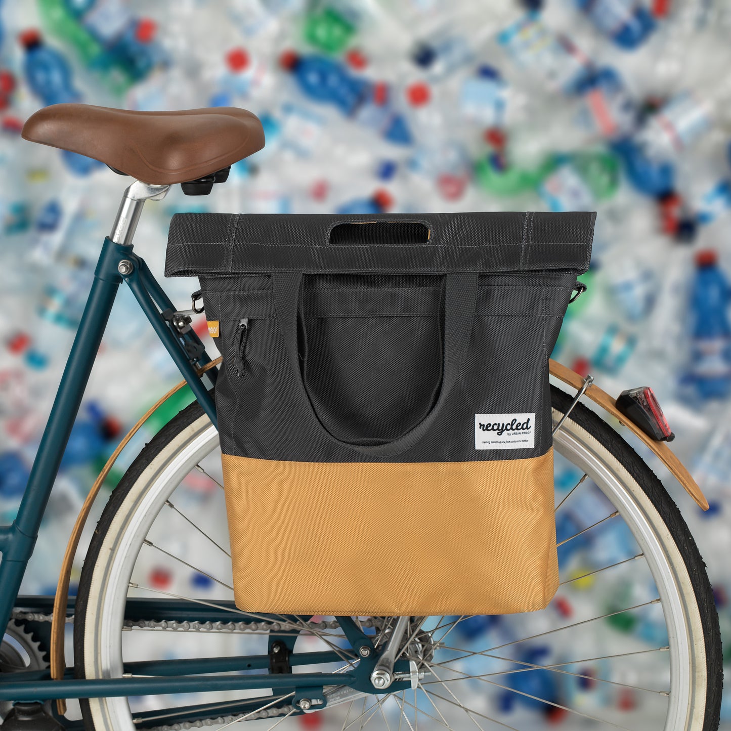 Borsa per biciclette da 20L a prova urbana - grigio -yellow - unisex - resistente all'acqua - materiale per animali domestici riciclati