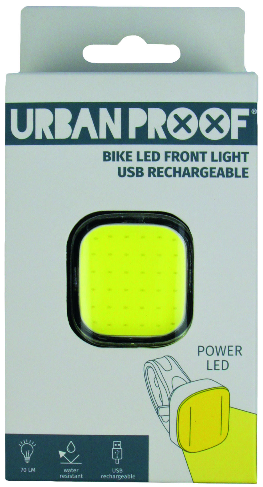 UrbanProof high power koplamp geel USB