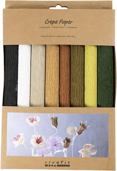 Carta crespata Creativ Company, foglio 25x60 cm, rapporto crespata: 180%, 105 gr, naturale, 8 fogli 1 scatola