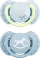 Ciuccio Difrax lovi dinamico - elegante - neonato - azzurro che si illumina al buio - 2 pezzi