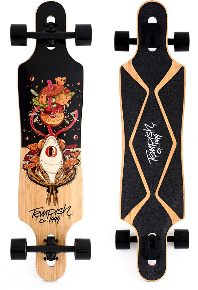 Longboard drop-through Tempish frogman - 38 pulgadas (96 cm) - tabla estable y cómoda para principiantes