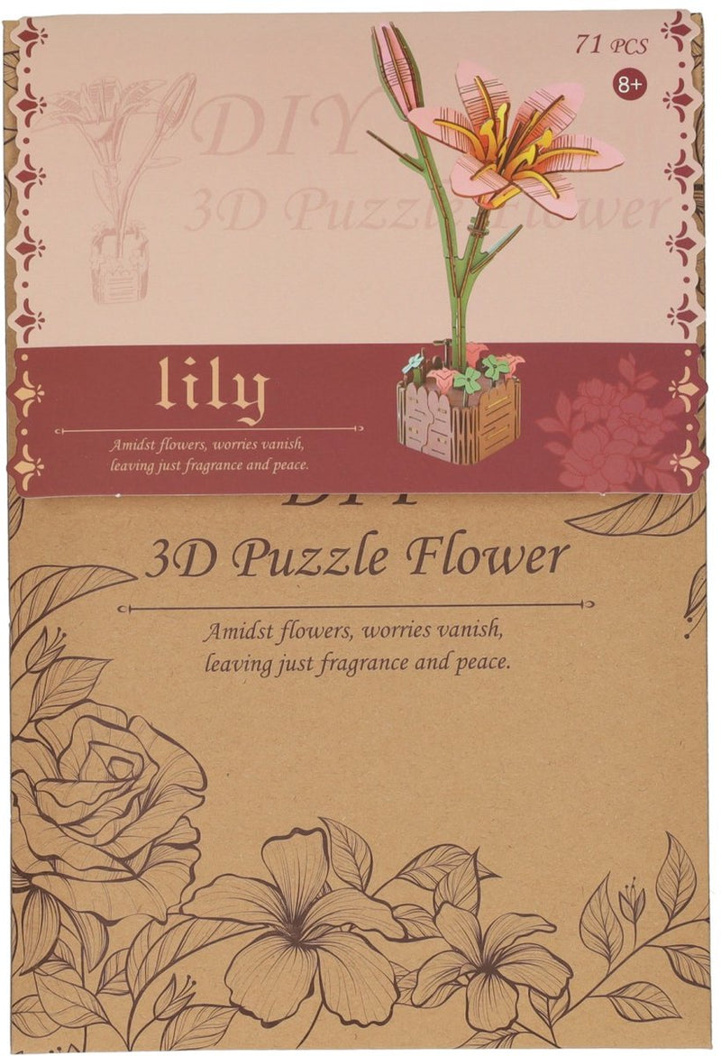 Kit de construcción 3D de madera lirio - 71 piezas.