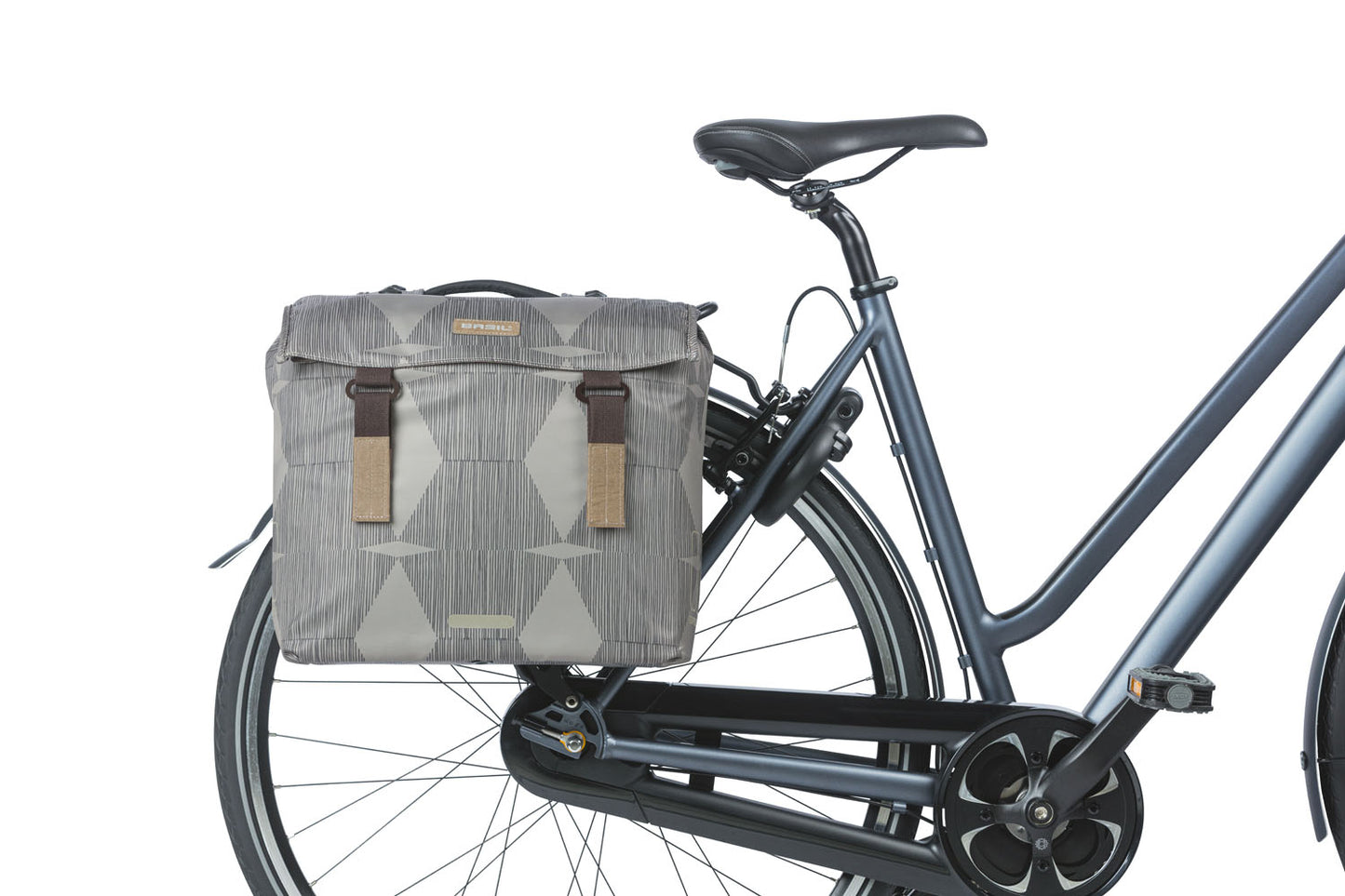 Basil Elegance dubbele fietstas, gerecycled PET, waterkerend, MIK, zwart, 40-49L