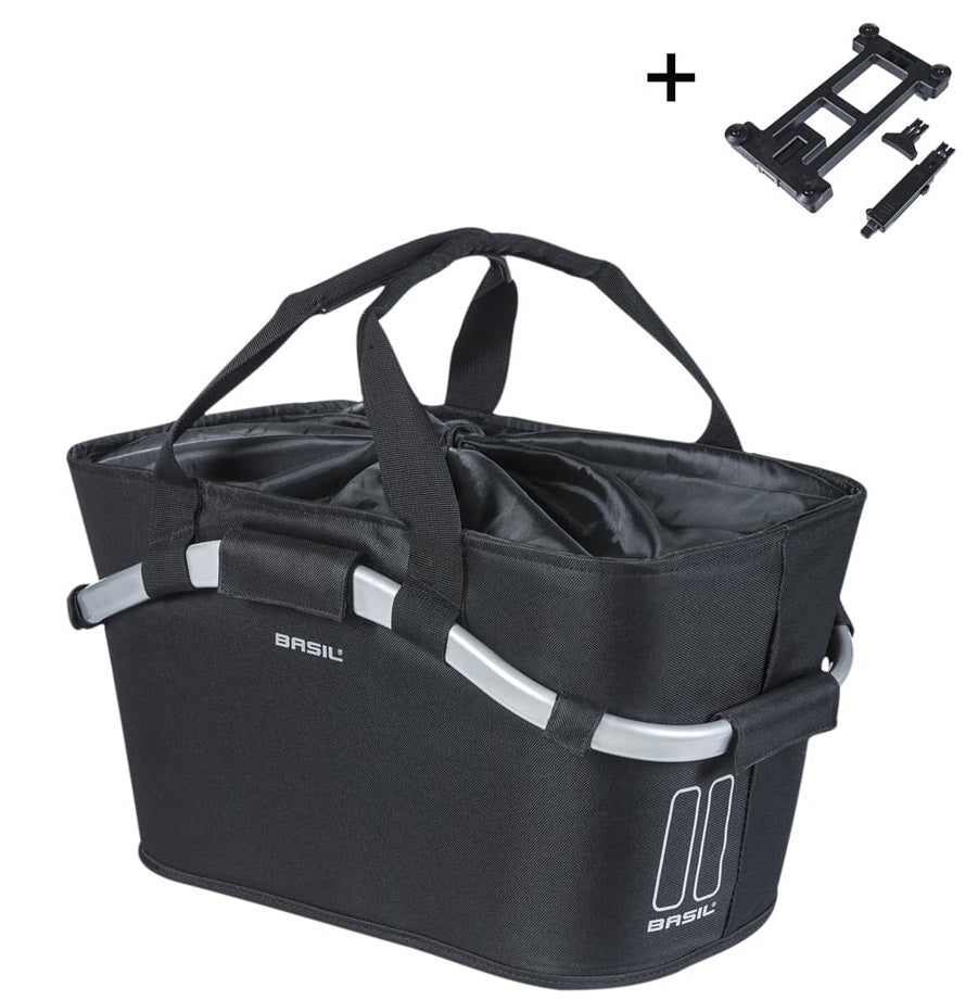 Cesto di basilico sul retro con trasporto tutto nero