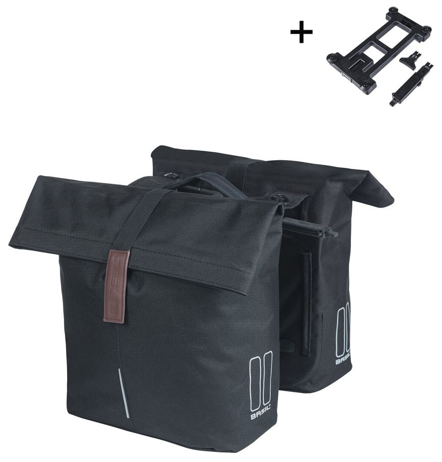 Basil Double Bag City Mik 28-32L Negro