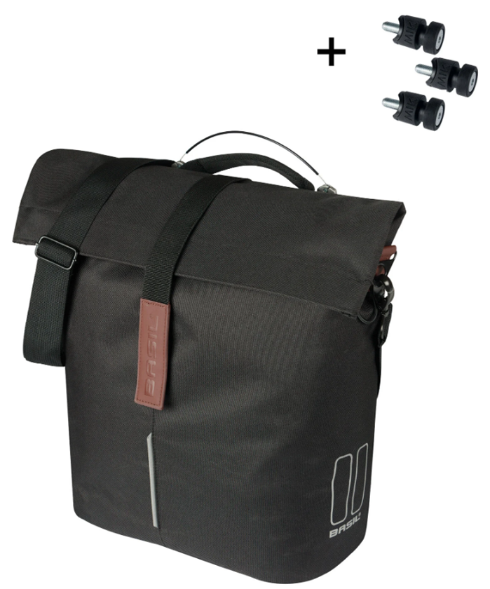 Basil tas city shopper enkel | mik studs | zwart | 14-16l