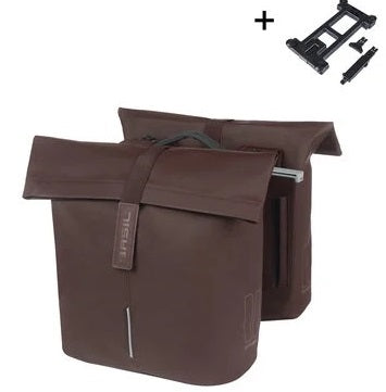 Basil Bolsa de bicicleta Doble Ciudad Taza marrón mik 28-32L