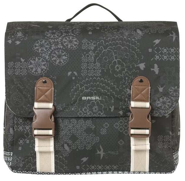 Basil dubbele fietstas bohème mik 35 liter - zwart charcoal
