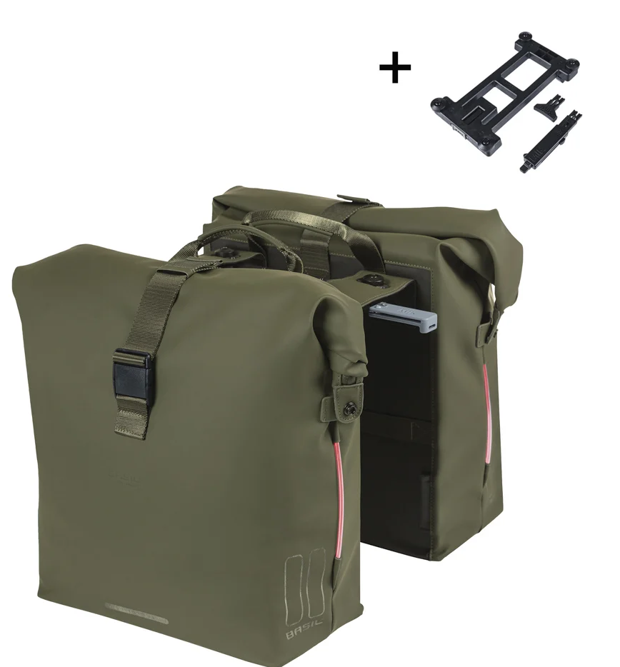 Basil Double Bag Soho Nordlicht Mik 41L Mossgroen
