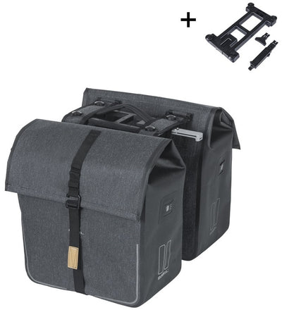 Basil Doble Bolsa de bicicleta urbana MIK Dry 50 litros - carbón de carbón