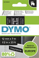 Nastri dymo d1 poliestere 12mmx7m bianco-nero lucido