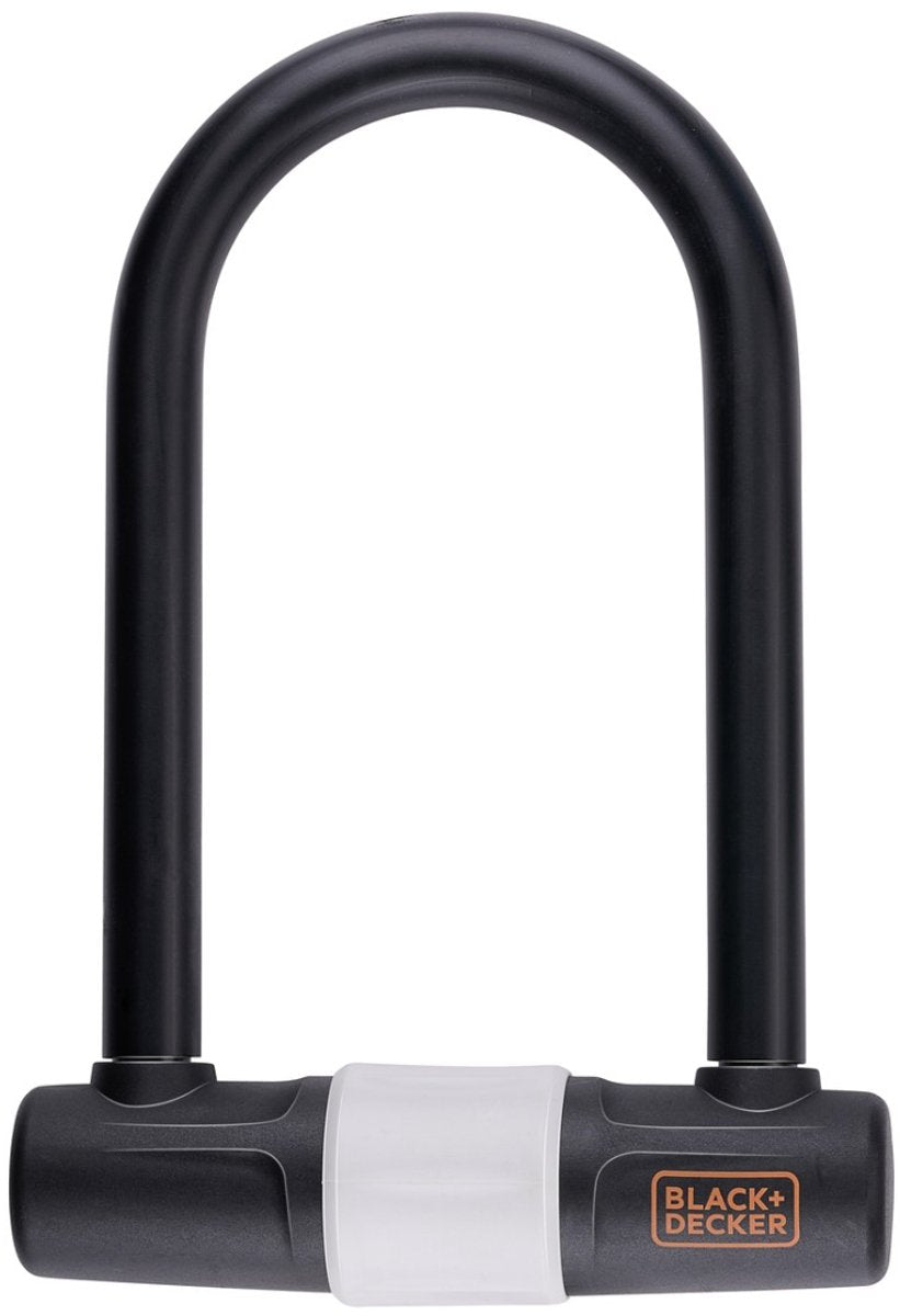 Lucchetto a U Black+decker - lucchetto per bicicletta, lucchetto per scooter, lucchetto per moto - 14 x 25 cm - 3 chiavi di riserva