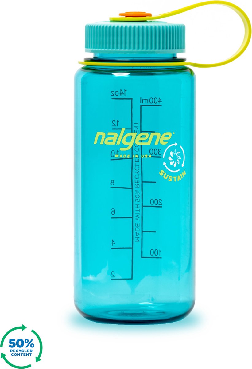 Nalgene - botella de boca ancha - botella para beber - botella de agua - a prueba de fugas - 500 ml - sin bpa - sustentable - cerúleo