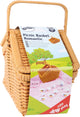 Canasta de picnic de madera de pie pequeño con vajilla romántica, 30dlg.