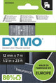 Etichette Dymo originali d1 | testo bianco su etichetta trasparente | 12 mm x 7 m | etichette autoadesive per la stampante per etichette Label Manager | prodotto in Europa