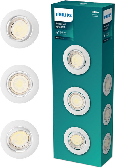 Faretto da incasso Philips LED Philips Peridot - attacco gu10 - bianco - rotondo - faretto orientabile - pacco da 3