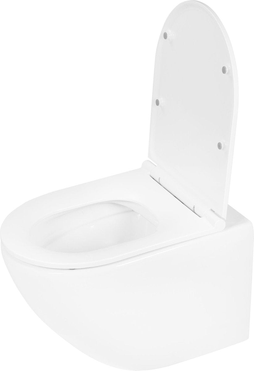 Differnz inodoro de pared sin borde 51,5x35,5cm con asiento de cierre suave blanco mate