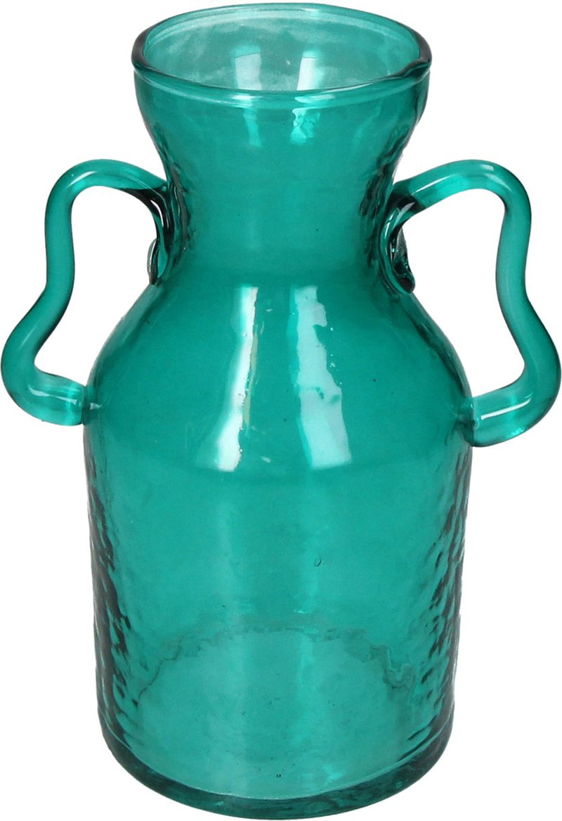 Jarrón colección hd cristal turquesa 13x13x18cm