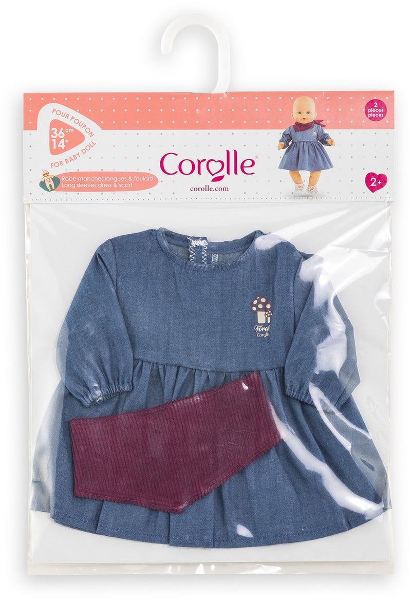 Abito jeans da bambola Corolle con sciarpa piccolo esploratore - 36 cm