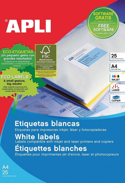 Etichette adesive Apli 10199 bianco 35,6 x 16,9 mm a4 25 fogli