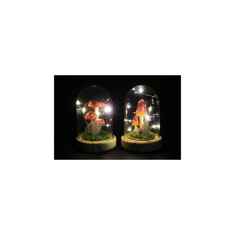 Countryfield stolp paddenstoel led ditta naturel hout ø9,5xh13,5cm