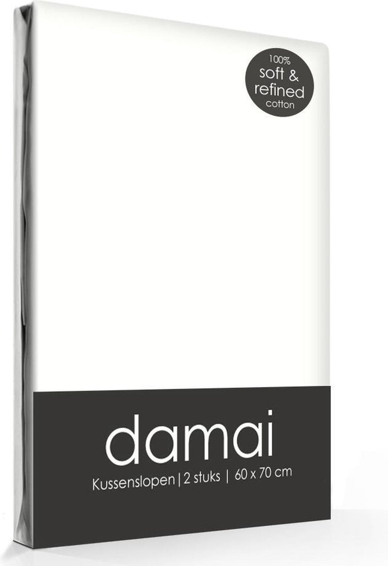 Damai kussensloop - set van 2 - 100% katoen - met hotelsluiting - 40x80 cm - wit